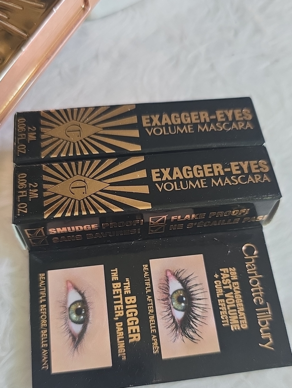 Charlotte Tilbury Exagger-Eyes Volume Mascara in Black and Gold- 2 Pieces